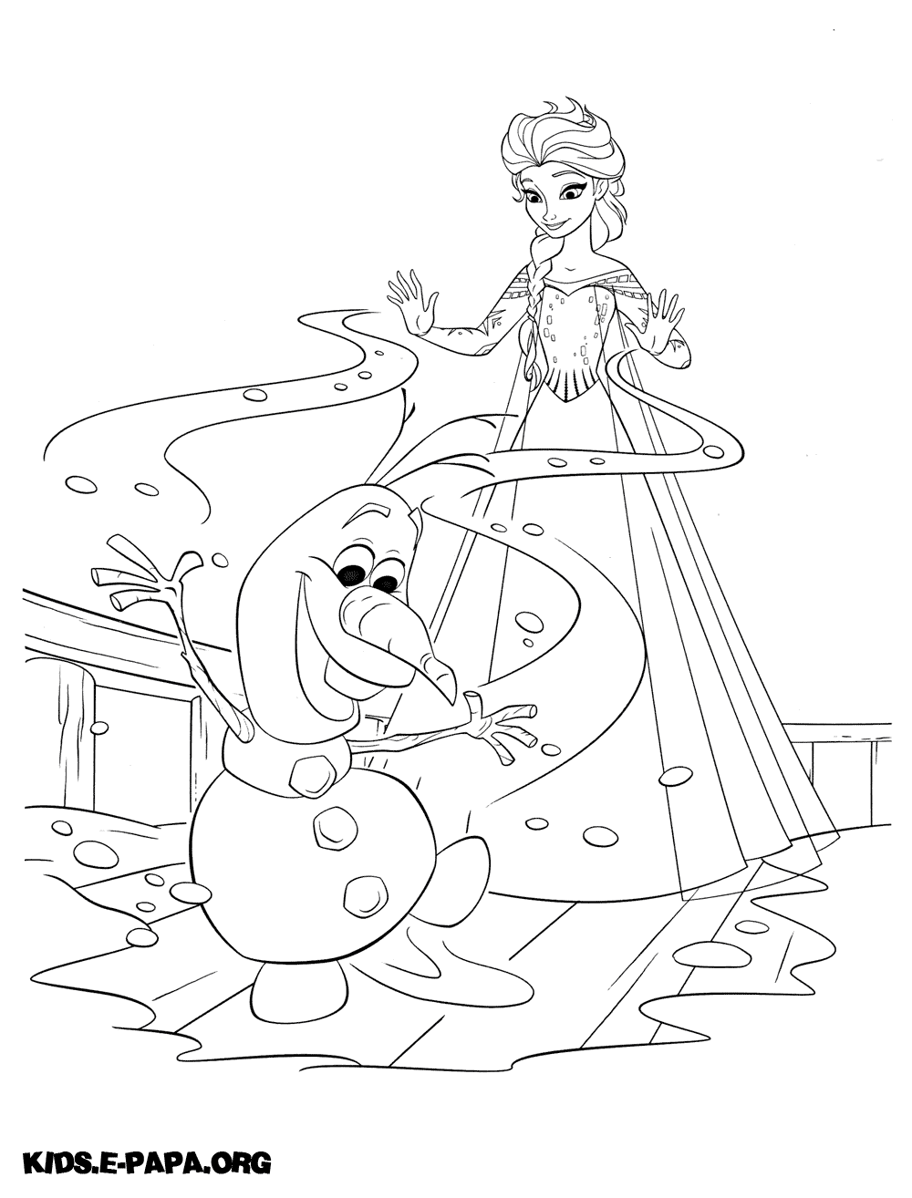 Ausmalbilder für Kinder Olaf und Anna