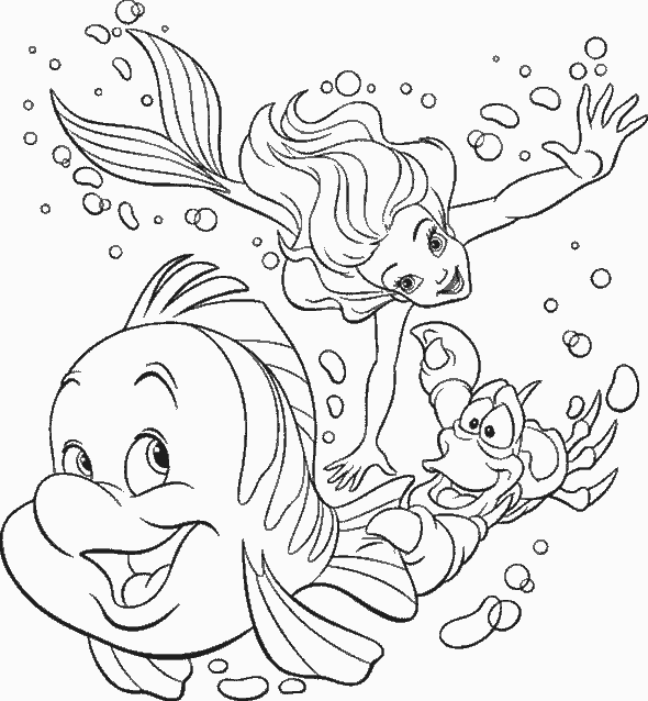 Arielle und Fisch Fabius Ausmalbilder Arielle die Meerjungfrau