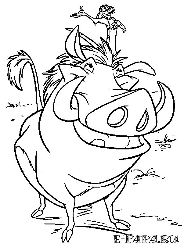 Ausmalbilder für Kinder Timon und Pumbaa